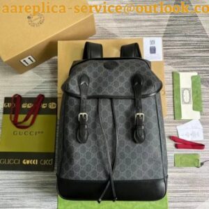 Replica Replica Gucci Medium Backpack In Black GG Canvas with Interlocking G 2