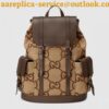 Replica Replica Gucci Medium Backpack In Black GG Canvas with Interlocking G