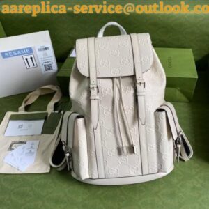 Replica Replica Gucci Men's Backpack In White GG Embossed Leather 2