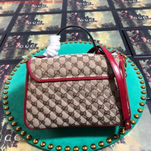 Replica Gucci 498110 GG Marmont Small Top Handle Bag Black Red