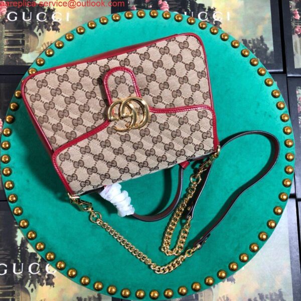 Replica Gucci 498110 GG Marmont Small Top Handle Bag Black Red 4