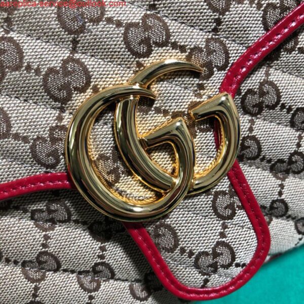 Replica Gucci 498110 GG Marmont Small Top Handle Bag Black Red 8