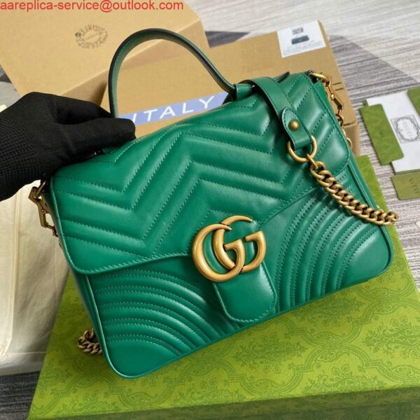 Replica Gucci 498110 GG Marmont Small Top Handle Bag Green 5