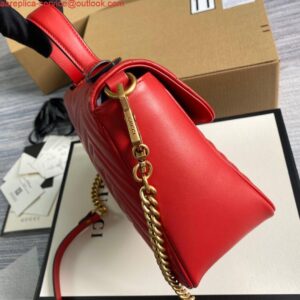 Replica Gucci 498110 GG Marmont Small Top Handle Bag Red 2