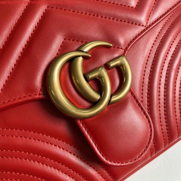 Replica Gucci 498110 GG Marmont Small Top Handle Bag Red 5