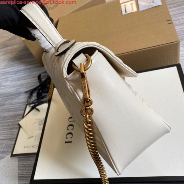 Replica Gucci 498110 GG Marmont Small Top Handle Bag White 4