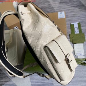 Replica Gucci 625770 GG Embossed Backpack White 2