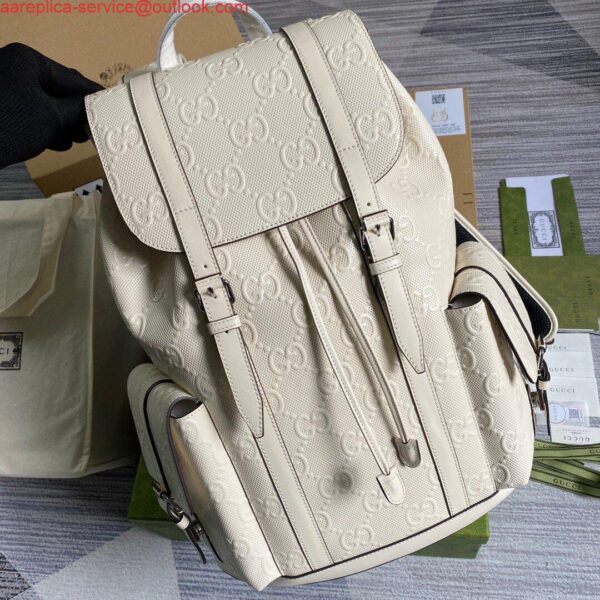 Replica Gucci 625770 GG Embossed Backpack White 6