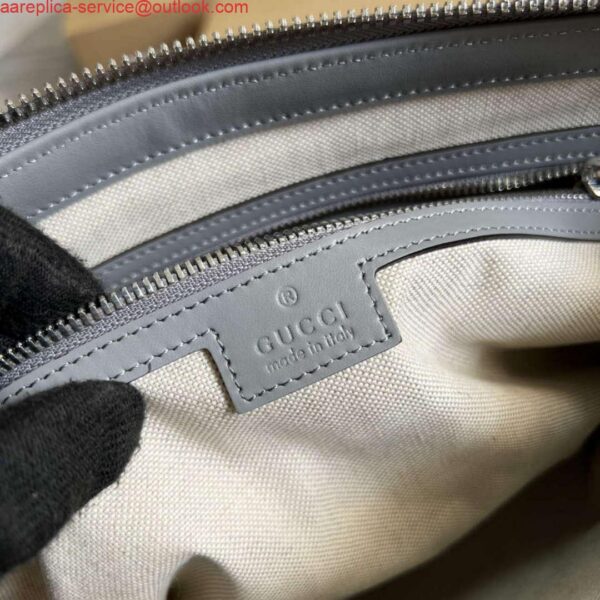 Replica Gucci 696009 GG Embossed Medium Messenger Bag Gray 8