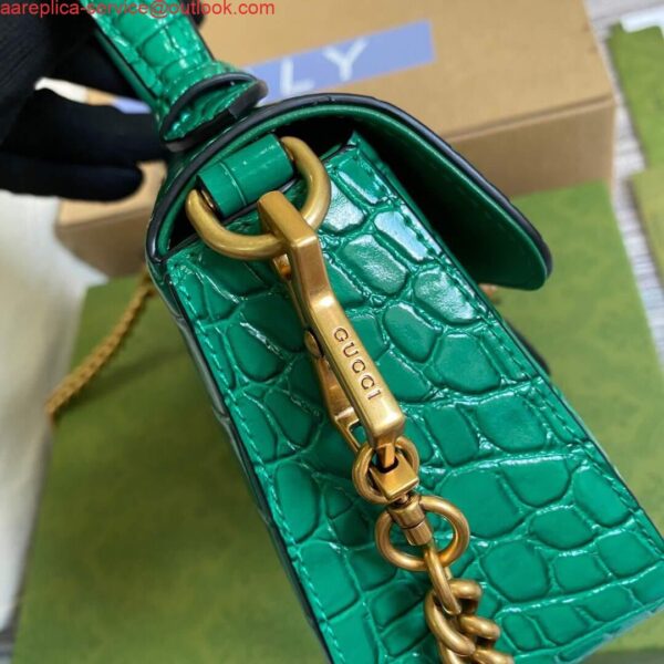 Replica Gucci ‎547260 GG Marmont Mini Crocodile Pattern Top Handle Bag Green 2