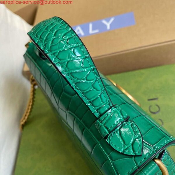 Replica Gucci ‎547260 GG Marmont Mini Crocodile Pattern Top Handle Bag Green 3