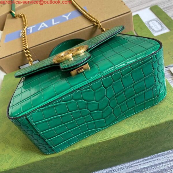 Replica Gucci ‎547260 GG Marmont Mini Crocodile Pattern Top Handle Bag Green 6