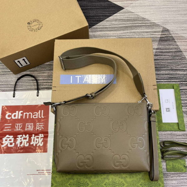 Replica Gucci 696009 Jumbo GG Medium Messenger Bag Taupe 3