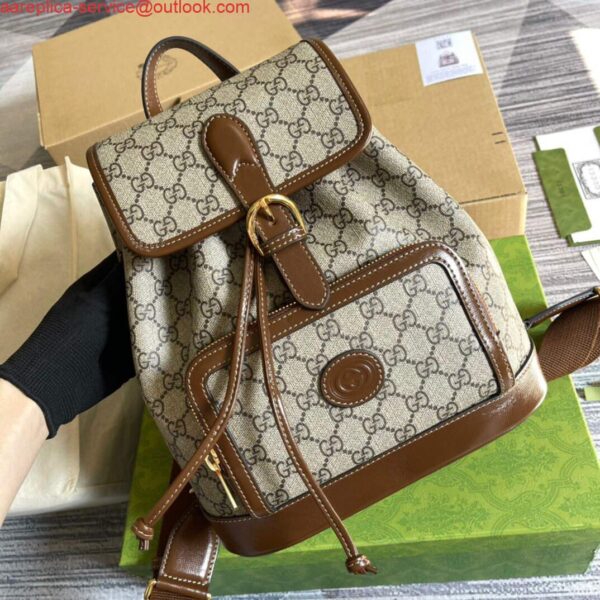 Replica Gucci 674147 Backpack with Interlocking G Beige and ebony 5