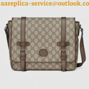 Replica Gucci Beige GG Messenger Bag with Double Belts