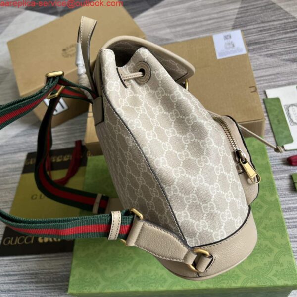 Replica Gucci 674147 Backpack with Interlocking G Beige and white 4