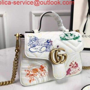 Replica Gucci ‎547260 GG Marmont Mini Top Handle Bag White and printer