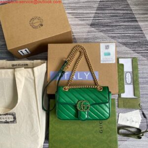 Replica Gucci 446744 GG Marmont Mini Matelassé Shoulder Bag Green