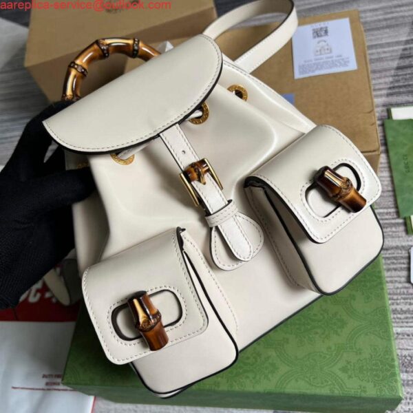 Replica Gucci 702101 Bamboo backpack white 5