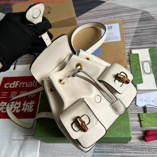 Replica Gucci 702101 Bamboo backpack white 8