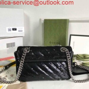 Replica Gucci 446744 GG Marmont Mini Shoulder Sequin Bag Black 2