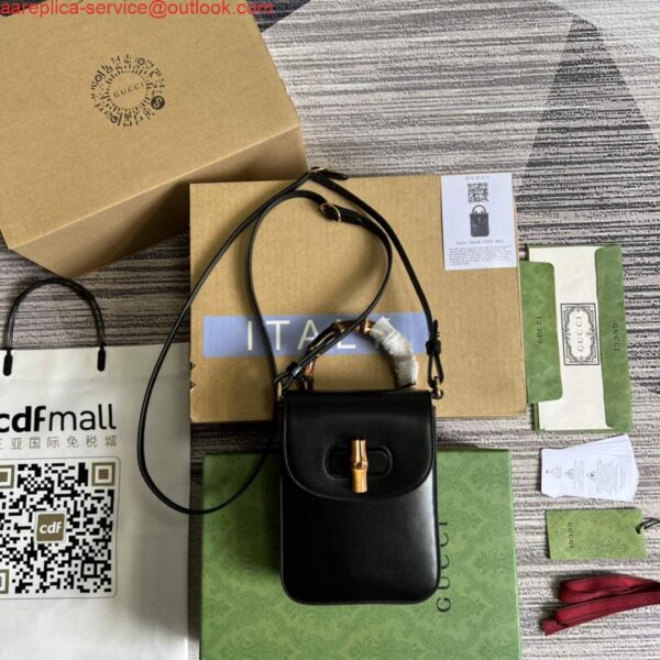 Replica Gucci 702106 Bamboo Mini Handbag Black 3