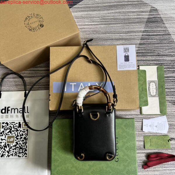 Replica Gucci 702106 Bamboo Mini Handbag Black 4