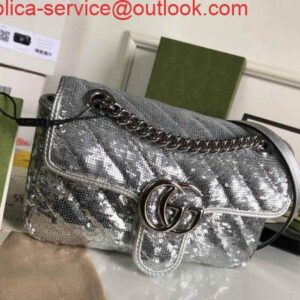 Replica Gucci 446744 GG Marmont Mini Shoulder Sequin Bag Silver