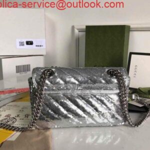 Replica Gucci 446744 GG Marmont Mini Shoulder Sequin Bag Silver 2