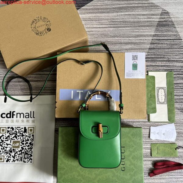 Replica Gucci 702106 Bamboo Mini Handbag Green 3