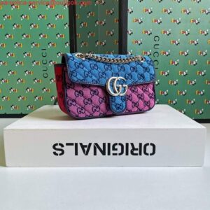 Replica Gucci 446744 GG Marmont Multicolor mini shoulder bag blue and pink