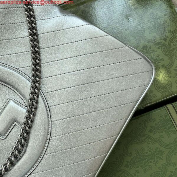 Replica Gucci 751516 Blondie Medium Tote bag in Silver leather 8