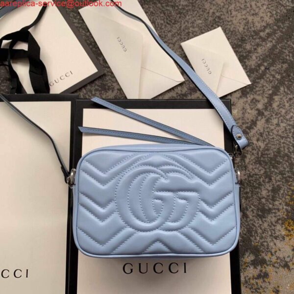 Replica Gucci 448065 GG Marmont Matelassé Mini Bag Blue 3