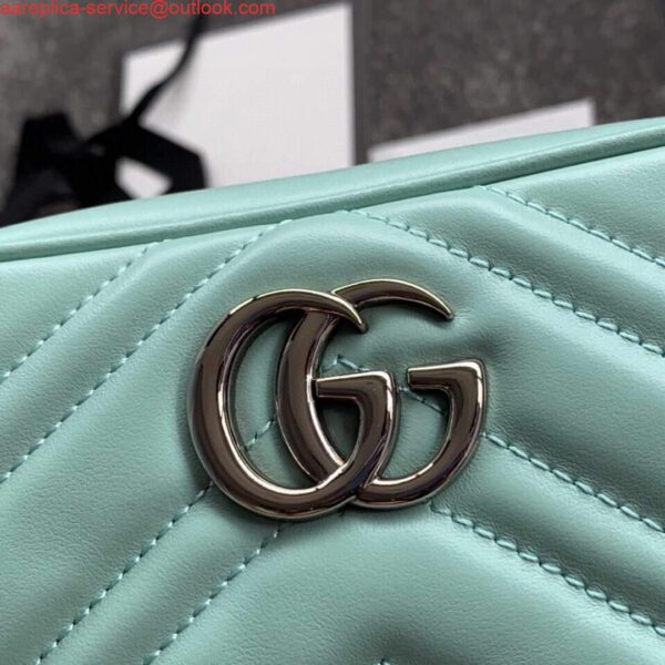 Replica Gucci 448065 GG Marmont Matelassé Mini Bag Light Green 7