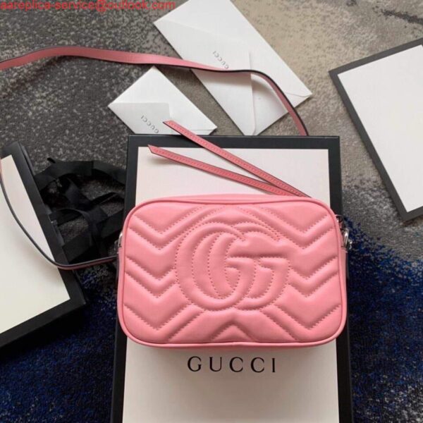 Replica Gucci 448065 GG Marmont Matelassé Mini Bag Pink 4