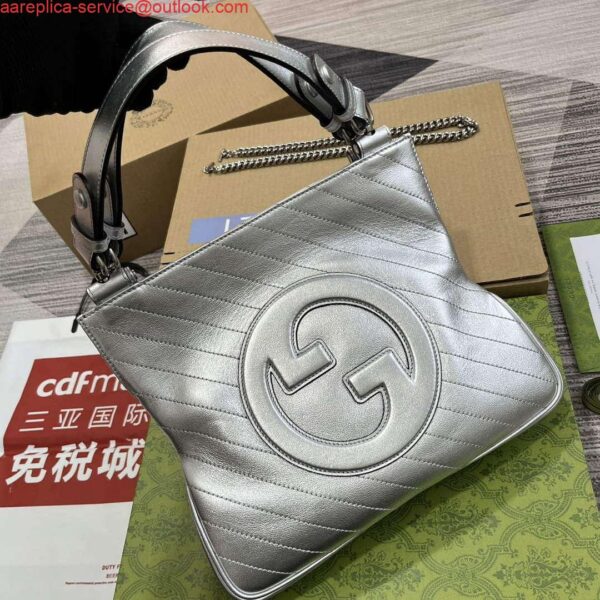 Replica Gucci 751518 Gucci Blondie Small Tote Bag Silver 5