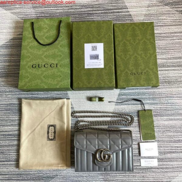 Replica Gucci 474575 GG Marmont mini bag Grey 10