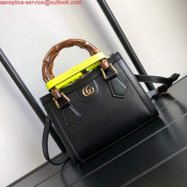 Replica Gucci Diana Mini tote bag top handle bag Gucci 655661 Black 3