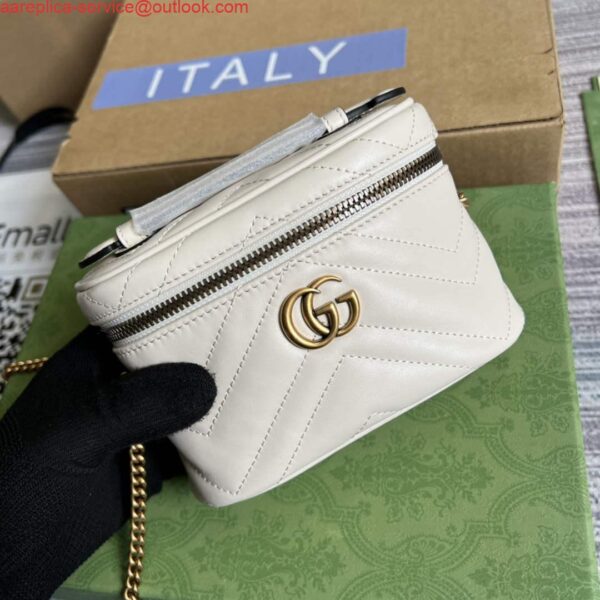 Replica Gucci 699515 GG Marmont Mini Top Handle Bag White 5