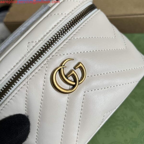 Replica Gucci 699515 GG Marmont Mini Top Handle Bag White 6