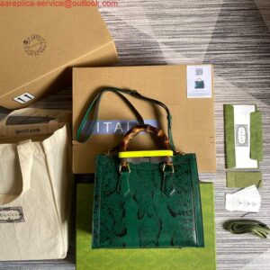 Replica Gucci Diana Small Tote Bag Snake Top Handle Bag 660195 Green