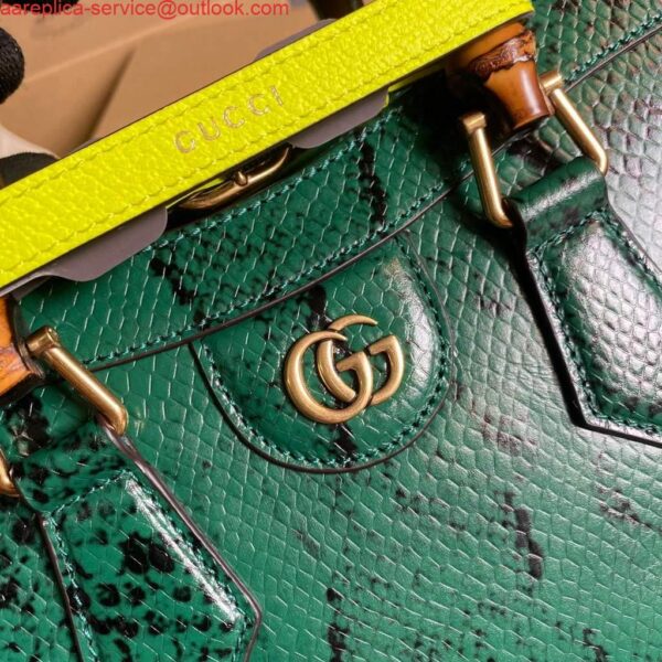 Replica Gucci Diana Small Tote Bag Snake Top Handle Bag 660195 Green 5