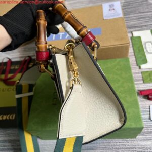 Replica Gucci 702732 Gucci Diana Mini Tote Bag White leather 2