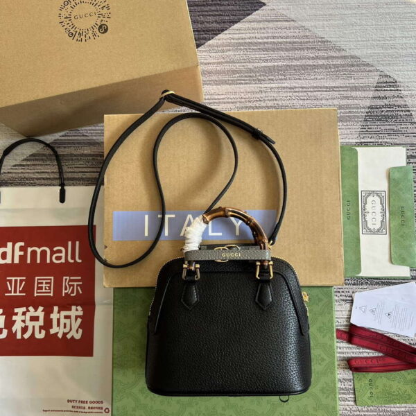 Replica Gucci 715775 Gucci Diana Mini Tote Bag Black leather 3