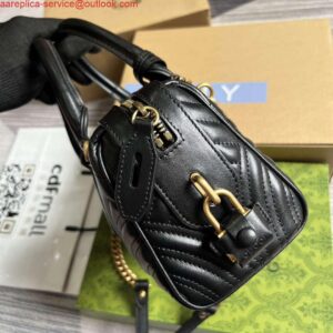 Replica Gucci 746319 GG Marmont Small Top Handle Bag Black 2