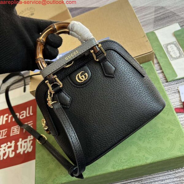 Replica Gucci 715775 Gucci Diana Mini Tote Bag Black leather 5