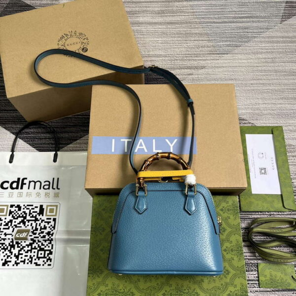 Replica Gucci 715775 Gucci Diana Mini Tote Bag Blue leather 3