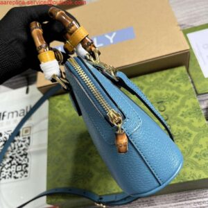 Replica Gucci 715775 Gucci Diana Mini Tote Bag Blue leather 2