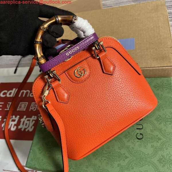 Replica Gucci 715775 Gucci Diana Mini Tote Bag Orange leather 5