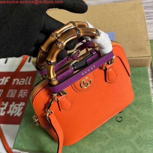 Replica Gucci 715775 Gucci Diana Mini Tote Bag Orange leather 8